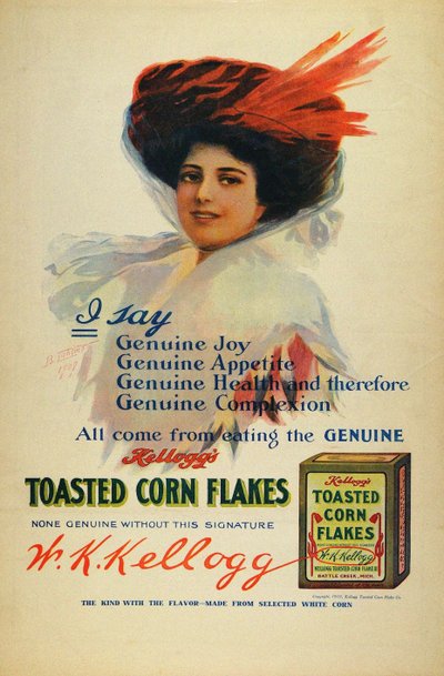 Kelloggs Cornflakes için afiş, 1910 by Benjamin Tichtman