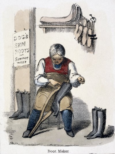 Çizme Yapıcı, Hayvanların Grafik Resimlerinde Köpekten - Yaşam Boyunca İstihdamında ve Ölümden Sonra Kullanımlarında İnsana Faydalarını Gösteriyor, c.1845 by Benjamin Waterhouse Hawkins