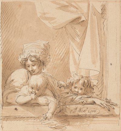 Bir Anne ve İki Çocuk by Benjamin West