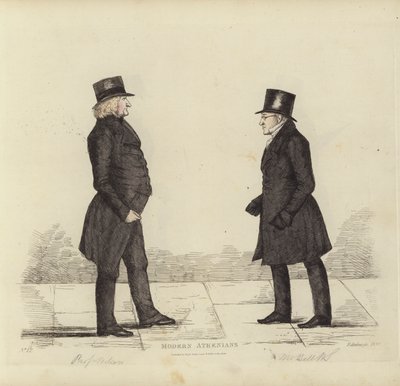 Seçkin Edinburghlular, diğer adıyla Modern Atinalılar, John Wilson, Esq, Ahlak Felsefesi Profesörü, George Joseph Bell, Esq, İskoç Hukuku Profesörü (renkli gravür) by Benjamin William Crombie