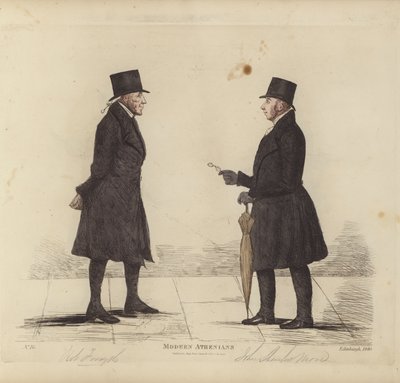 Seçkin Edinburghlular, diğer adıyla Modern Atinalılar, Robert Forsyth, Esq, Avukat, John Shank More, Esq, LLD, Avukat (renkli gravür) by Benjamin William Crombie