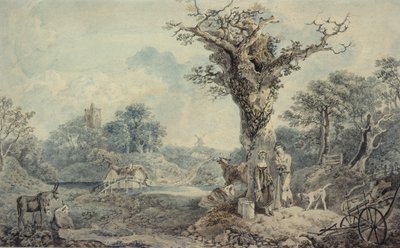 Figürler ve sığırlarla manzara by Benjamin attr. to Barker