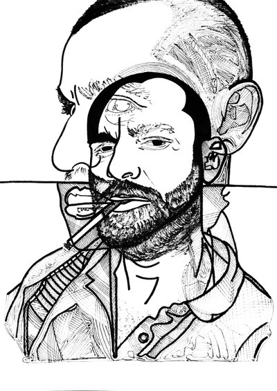 Double Jon, 2019 (kağıt üzerine mürekkep) by Benoit Erwann Boucherot