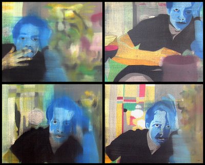Aydaki Adam, 2003 (4 yan yana tuval üzerine yağlıboya) by Benoit Erwann Boucherot
