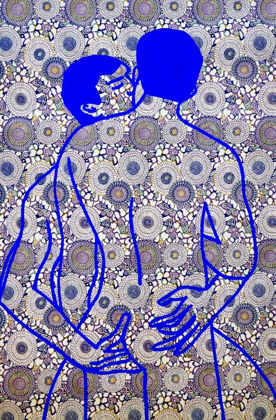 Masculin japonais 11, 2020 (serigrafi baskılı Japon kağıdı üzerine akrilik) by Benoit Erwann Boucherot