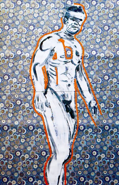 Masculin japonais 4, 2020 (serigrafi baskılı Japon kağıdı üzerine akrilik) by Benoit Erwann Boucherot