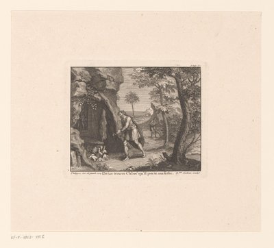 Chloë, Dryas'ı taşır gevonden Drias, karısına taşıdığı Chloé'yi bulur (nesnedeki başlık) by Benoît Audran (I)