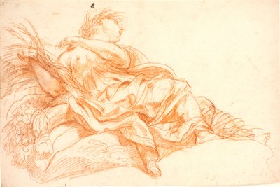 Yalancı kadın figürü (Ceres?). Tavan boyama veya kapı parçası için çalışma by Benoît Le Coffre