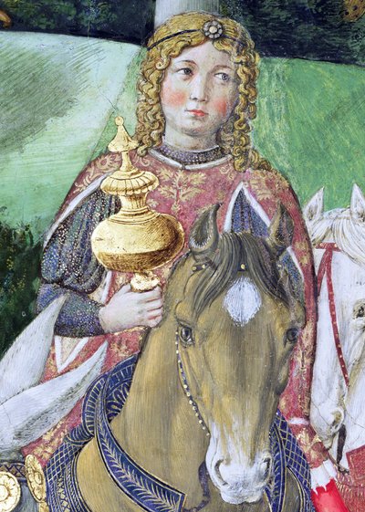 Kraliyet maiyetindeki atlılar, şapeldeki Magi döngüsünün Yolculuğundan detay, 70606 c.1460 fresk detayı by Benozzo di Lese di Sandro Gozzoli