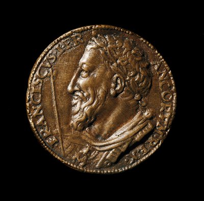 Benvenuto Cellini (1500-1571) 1538 Diam.38 cm Floransa, Museo Nazionale del Bargello tarafından yapılan Kral I. François (1494-1547) tasvirli bronz madalyon by Benvenuto Cellini