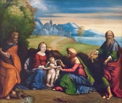Aziz Joachim ve Anne ile Kutsal Aile (resim) by Benvenuto Tisi da Garofalo