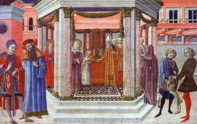 Meryem'in Tapınakta Sunumu, Benvenuto di Giovanni'nin predella detayı (1436-1518) by Benvenuto di Giovanni