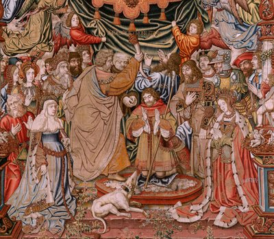 Flaman halısı. Dizi Onur; Asalet (La Nobleza). Serinin dördüncü halısı. Bernard van Orley ve Jan Gossaert (Mabuse) çevresinden Model Karikatürcüler. İmalat Pieter van Aelst, Brussels.Ca 1550. Kumaş Altın, gümüş, ipek ve yün by Bernaert van (circle of) Orley