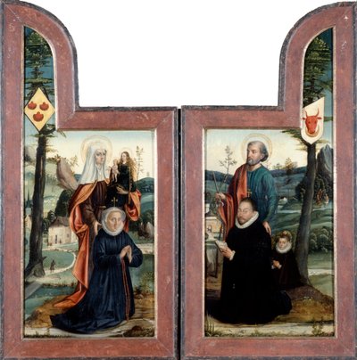 St Peter ve St Anne ile Triptik, ön, 16. Yüzyıl. by Bernard van Orley