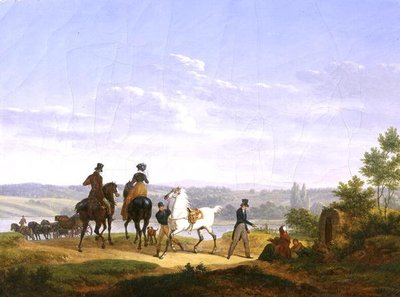 Figürler ve Atlarla Manzara by Bernard Edouard Swebach
