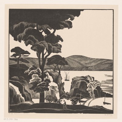 Breton Körfezi (nesne üzerindeki orijinal başlık) by Bernard Essers (signed by artist)