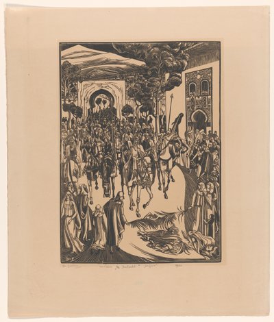 De Intocht (nesne üzerindeki orijinal başlık) Saffia (nesne üzerindeki orijinal başlık) by Bernard Essers (signed by artist)