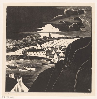 Düşük gelgitte liman (nesnedeki orijinal başlık) by Bernard Essers (signed by artist)