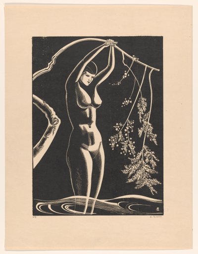 Şube ile çıplak kadın by Bernard Essers (signed by artist)