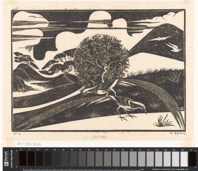 Tepelik bir manzarada iki sülün by Bernard Essers (signed by artist)