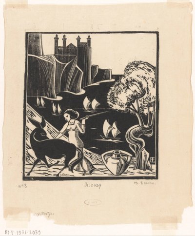 Eşek kullanan kadın by Bernard Essers (signed by artist)