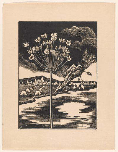 Bir manzarada kuğu çiçeği by Bernard Essers (signed by artist)
