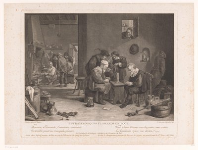 Kart oyun figürleri ile Inn iç Les Francs Maçons Flamands en Loge (nesne üzerindeki başlık) by Bernard François Lépicié