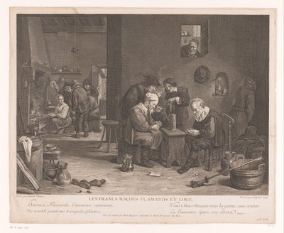 Kart oyun figürleri ile Inn iç Les Francs Maçons Flamands en Loge (nesne üzerindeki başlık) by Bernard François Lépicié