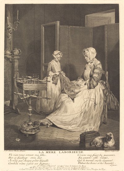 çalışkan anne by Bernard Lépicié after Jean Siméon Chardin