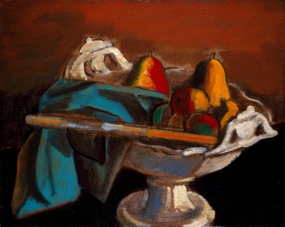 Beyaz Kase ile Natürmort (tuval üzerine yağlı boya) by Bernard Meninsky