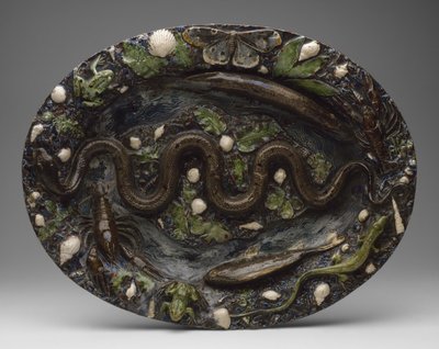Rustik Eşya: Hayvan ve Bitki Süslü Tabak, 16. Yüzyılın İkinci Yarısı by Bernard Palissy