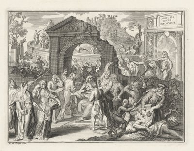 Schouwburg Tartışması Karikatürü, 1685 dolayları by Bernard Picart (attributed to)