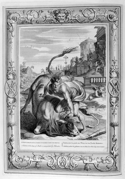 Boğa şeklindeki Achelous, Herkül tarafından yenildi, 1733 by Bernard Picart