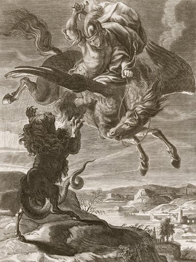 Bellerophon Kimera ile Savaşıyor, 1731 by Bernard Picart