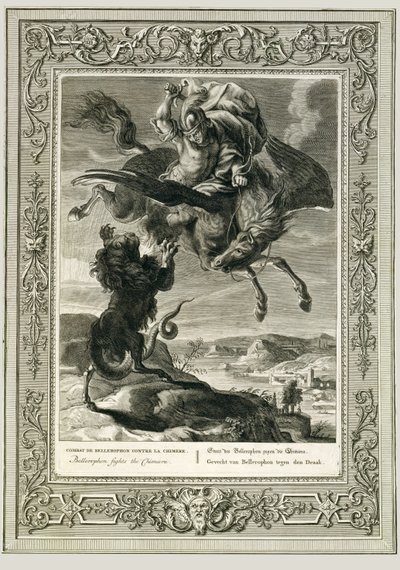 Bellerophon, Chimera ile savaşır by Bernard Picart