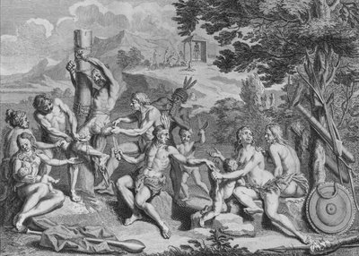 Antiler Tarafından Kurban Edilen Tutsak, 1723. by Bernard Picart