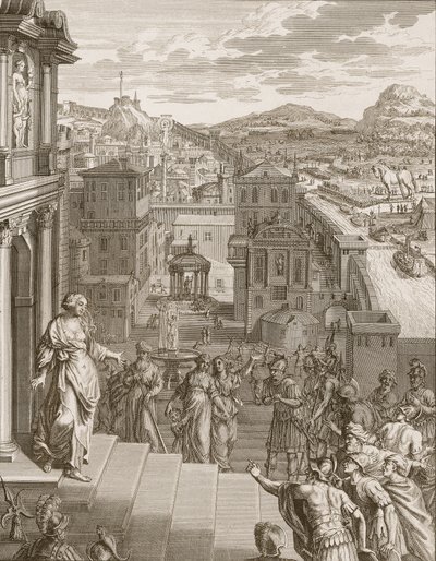 Cassandra Truva Atlarına Kaderlerini Öngördü ve İnanılmadı, 1731 by Bernard Picart