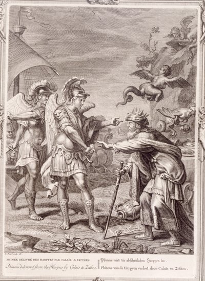 Phineus, Calais ve Zethes tarafından Harpilerden Kurtarıldı, 1731 by Bernard Picart