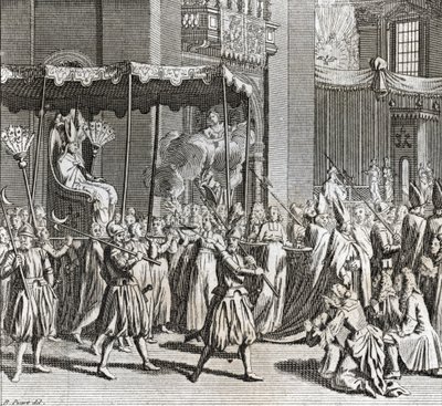 Papalığın Resmi Açılışı: Bir kumaşın yakılması) Bernard Picart (1723-1743) 1819 Özel koleksiyon by Bernard Picart