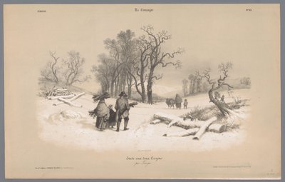 Aile karda odun toplar Kırsal yaşamın tasvirleri (dizi adı) Kampanya. Etudes varieés aux deux Crayons (nesne üzerinde seri başlığı) by Bernard Romain Julien