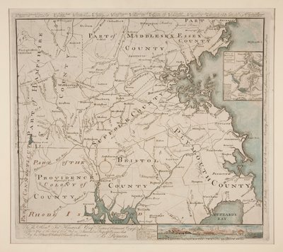 Boston ve Çevre Haritası, yaklaşık. 1775 by Bernard Romans