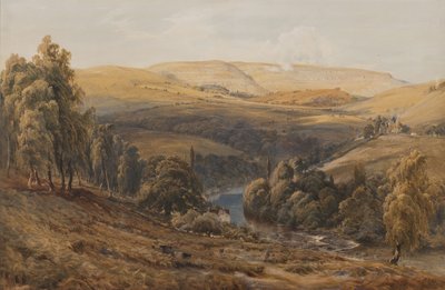 Dee Vadisi, Llangollen yakınlarında (kağıt üzerinde wc) by Bernard Walter Evans