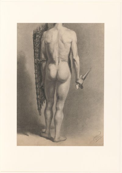 Arkadan görülen kılıç ve kalkan ile çıplak erkek by Bernard Willem Wierink (signed by artist)