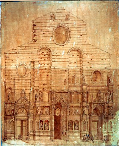 Floransa Katedrali'nin (duomo) cephesi. Kalem ve kanla çizim Bernardino Poccetti (Bernardino Barbatelli) (1548-1612) Dim. 101x58 cm Floransa, Museo del 'Opera del Duomo by Bernardino Barbatelli Poccetti