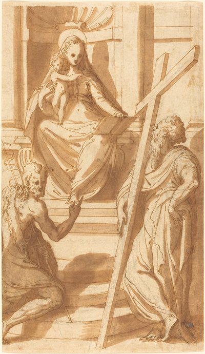 Madonna ve Çocuk, Vaftizci Yahya ve Aziz Andrew ile Taht Edildi by Bernardino India