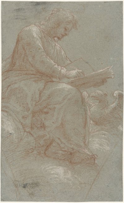 Aziz John bulutların üzerinde yazıyor by Bernardino Lanino (possibly)