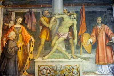 İsa sütuna bağlı, fresk Bernardino Luini, Saint Maurice kilisesinde Maggiore Manastırı, Milano, Lombardiya, İtalya by Bernardino Luini