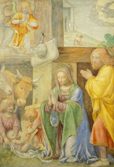 Bernardino Line tarafından Çobanlara Doğuş ve Müjde by Bernardino Luini