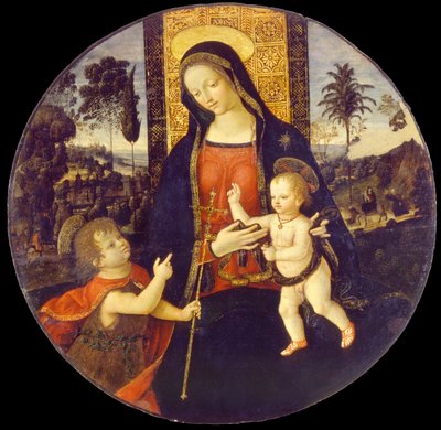 Çocukken Vaftizci Yahya ile Bakire ve çocuk, 1490-1500 by Bernardino Pinturicchio