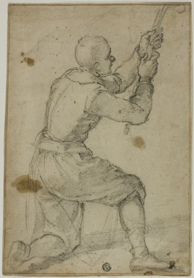 Diz çökmüş, ipi çeken adam by Bernardino Poccetti